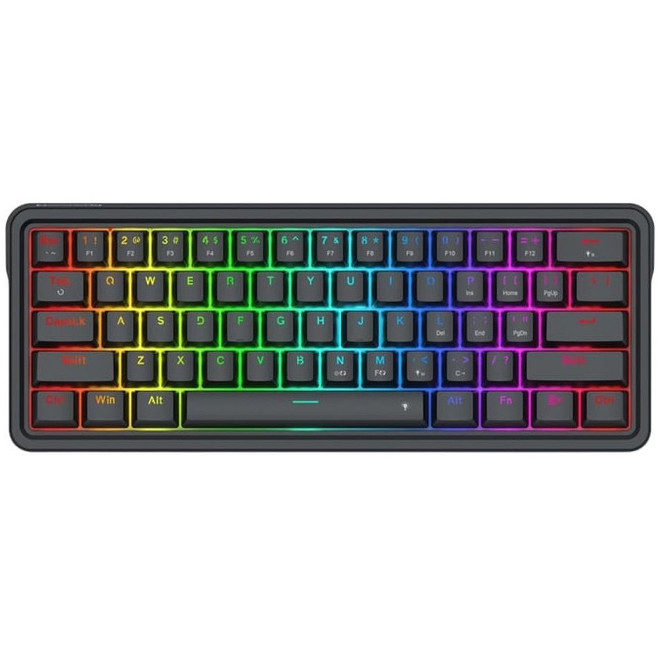 Tastatura gaming mecanica cu fir Redragon Ironguard, Iluminare RGB, switch-uri liniare Redragon RPC gri, Negru