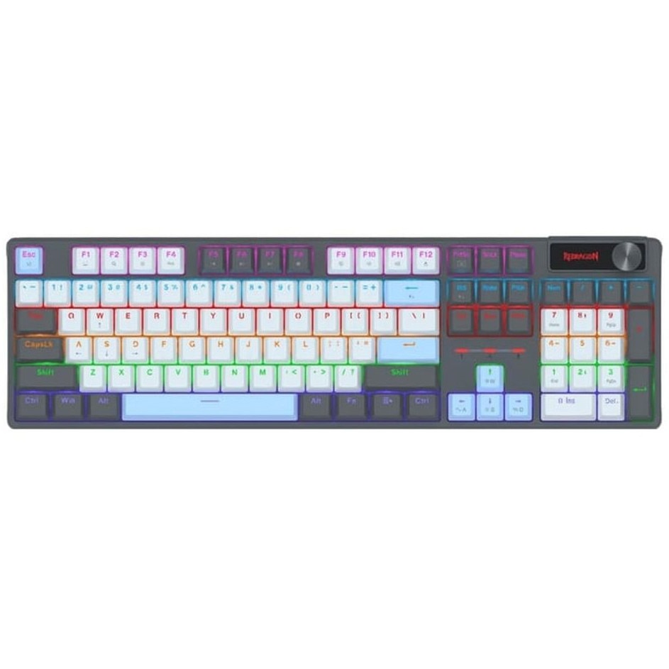 Tastatura gaming mecanica cu fir Redragon Caesura, Iluminare Rainbow, switch-uri rosii, Negru