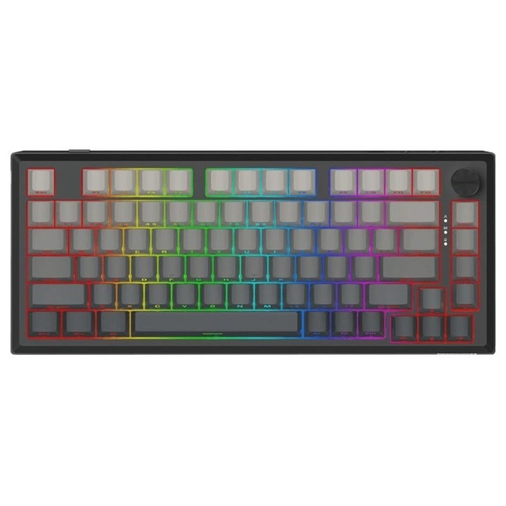 Механична клавиатура Gaming Redragon Penumbra Pro, Bluetooth/С кабел, RGB подсветка, Линейни суичове Lion L, Черен