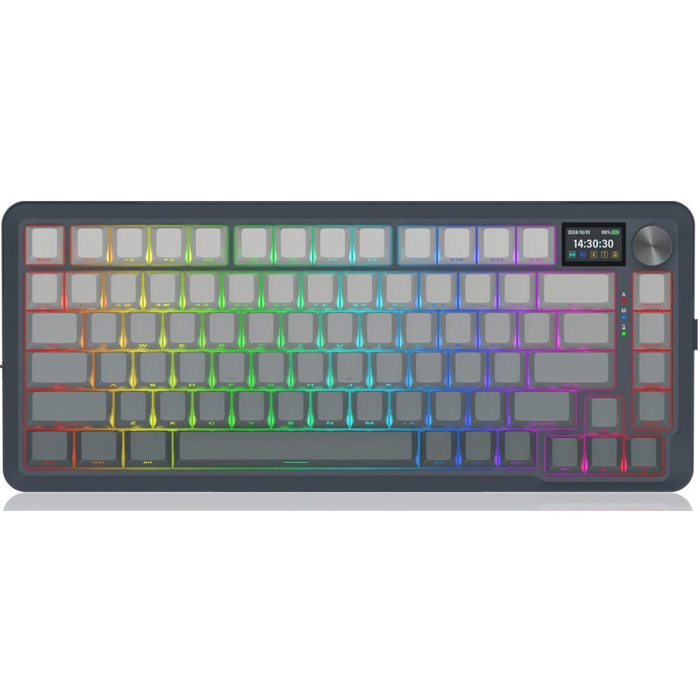 Tastatura gaming mecanica Bluetooth/cu fir Redragon Behemoth Pro, Iluminare RGB, switch-uri liniare Redragon Mambo L, Negru/Gri Degrade