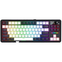 Tastatura gaming mecanica Bluetooth/cu fir Redragon Wildslash LCD Pro, Iluminare RGB, switch-uri liniare Redragon RPC, display OLED 1.41" customizabil, Negru/Alb