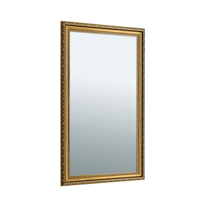 Oglinda ornamentala ELISA, cadru policarbon, Rama fatetata auriu antic, 120x70cm, montare orizontala sau verticala ORION