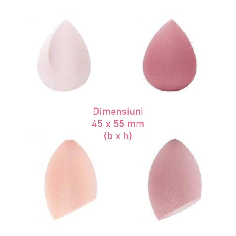 Set 4 Bureti de Machiaj SUPER TRENDS®, Roz, cu Cutie de Depozitare Din ...