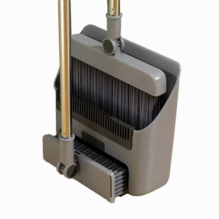 Matura Perie Si Faras Cu Coada, Set 3 In 1, Cu Dinti De Pieptene Pentru Curatare Matura, Rotativ, Pliabil, Detasabil, Otel Inoxidabil Si Polipropilena, Inchis, strange praful si mizeria din prima, design pliabil pentru depozitare simpla, Gri