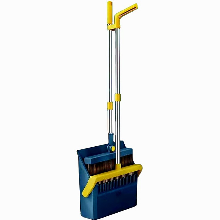 Set Mătură și Făraș DAMUR, rotativ, pliabil, albastru, 99x30cm