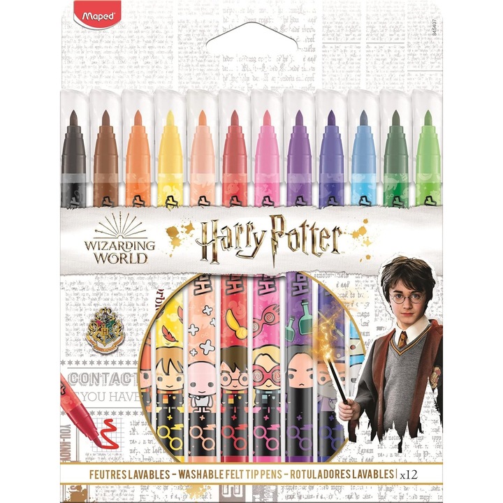 Pixuri Maped Harry Potter, 12 Bucati, Lavabile, Culori Intense
