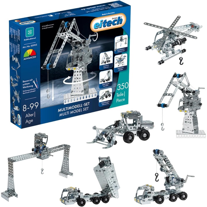 Set Eitech 00905 - Jucarie Constructii cu 350 Piese, 6 Modele