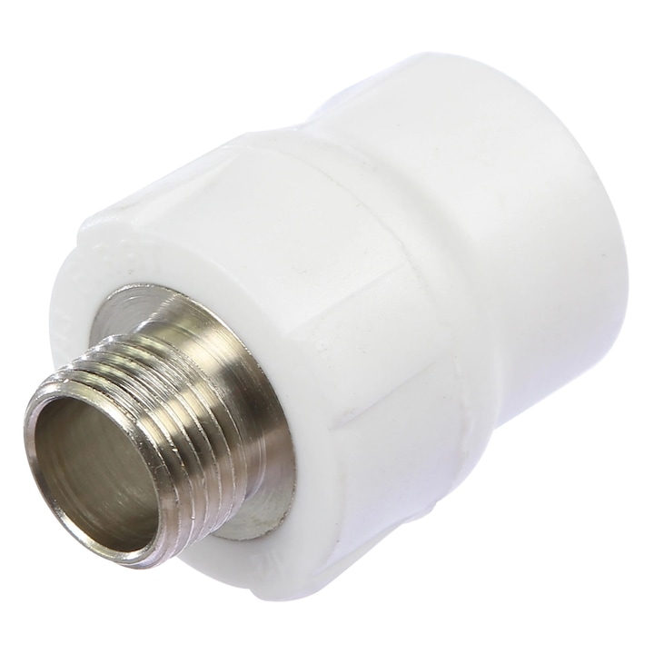 Racord PPR, D 20 mm x 1/2", filet exterior, alb