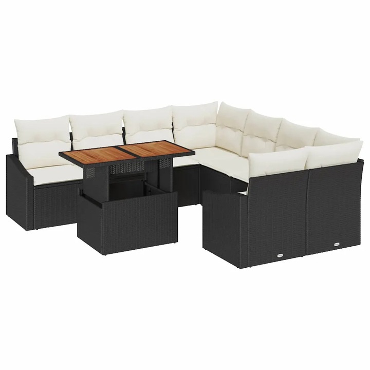 Set de masa pentru gradina vidaXL, Negru si Crem 100 x 55 x 73 cm