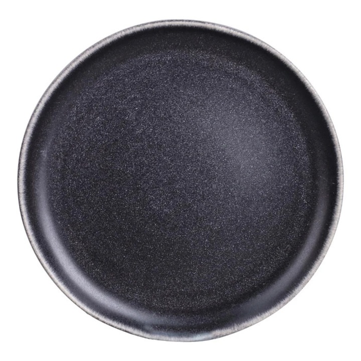 Farfurie intinsa D4112B, portelan, gri inchis, 20 cm