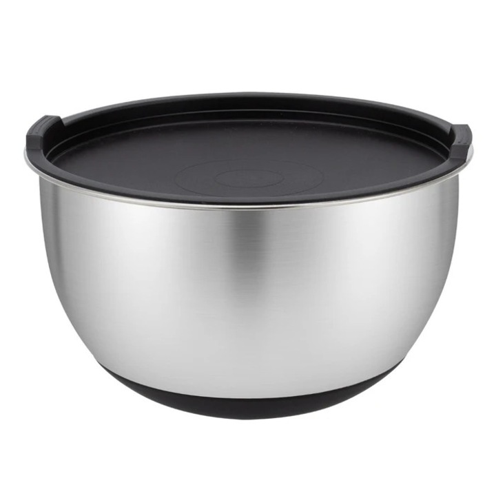 Tál fedővel, rozsdamentes acél, ezüst, 22 cm