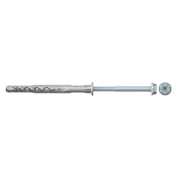 Diblu pentru materiale constructii, din nylon, 10 x 80 mm, Fischer SXR, cu surub de siguranta, hexagonal, Torx T40