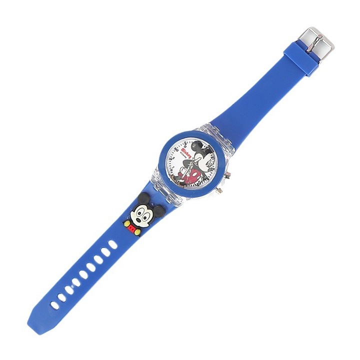 Ceas copii Mickey Mouse, albastru, design ergonomic, display prietenos pentru copii