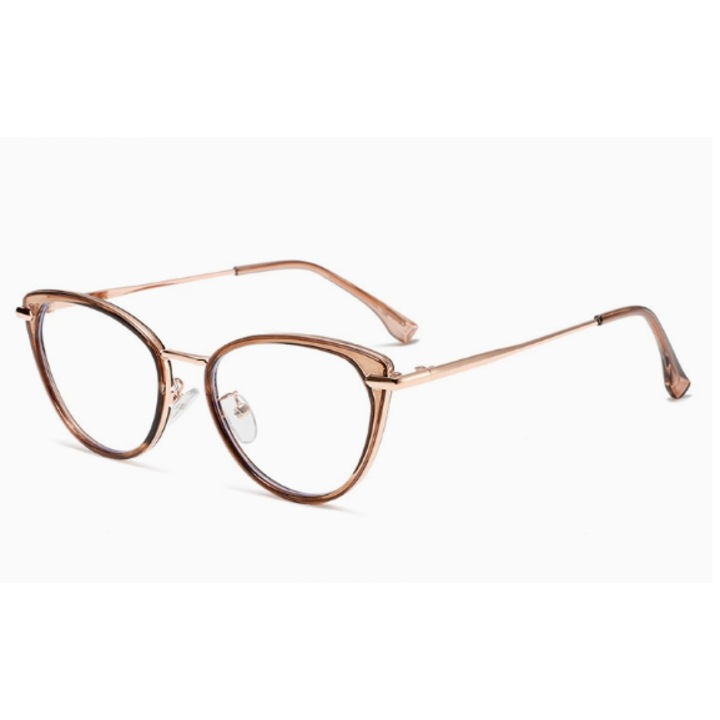 Rame ochelari, design circular, protectie impotriva luminii albastre, culoare iced tea, unisex