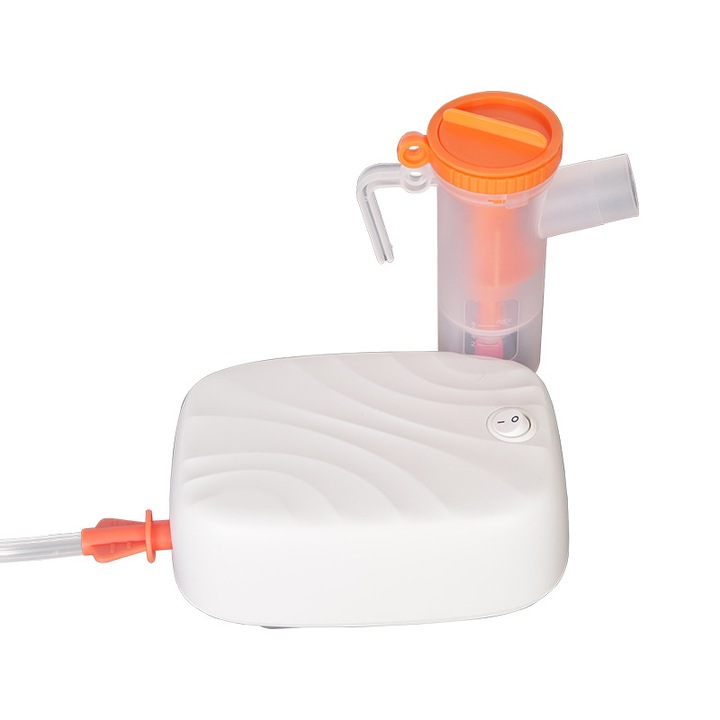Nebulizator profesional pentru copii si adulti, aparat aerosoli medical, design alb, portabil, functionare silentioasa