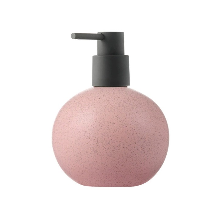 Dispenser de lotiune ceramic roz, design modern minimalist, cu duza inclinata, reutilizabil, 250ml