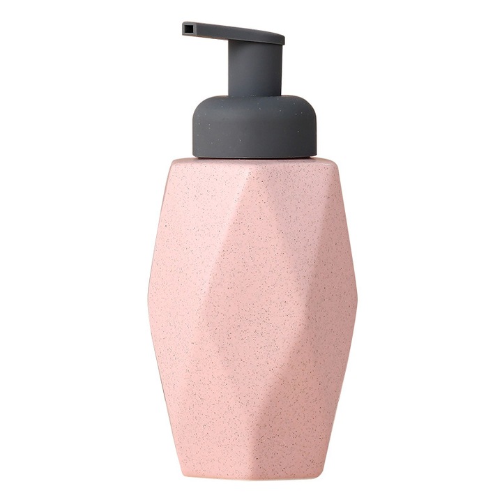 Dispenser ceramic roz pentru spuma, capacitate mare, pompa orizontala, design modern