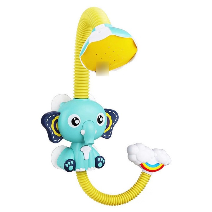 Cap de dus electric pentru copii, design elefant, jet moale, usor de instalat, multicolor