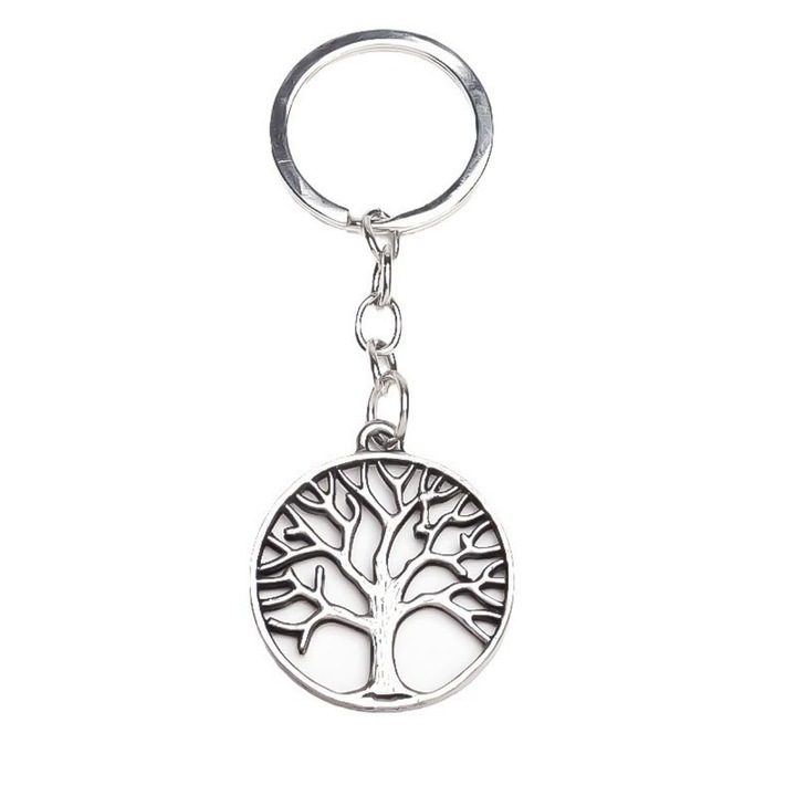 Kulcstartó "Életfa", fém, retro stílus, univerzális, ezüst, közepes méret