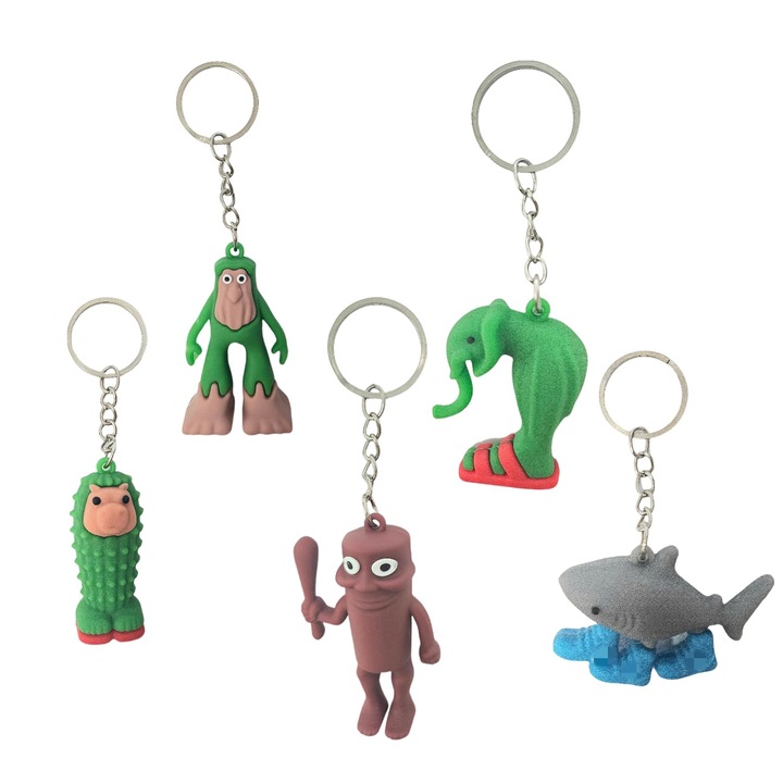 Kulcstartók cápa típusú, egyedi design, tartós PVC, 10 darabos készlet