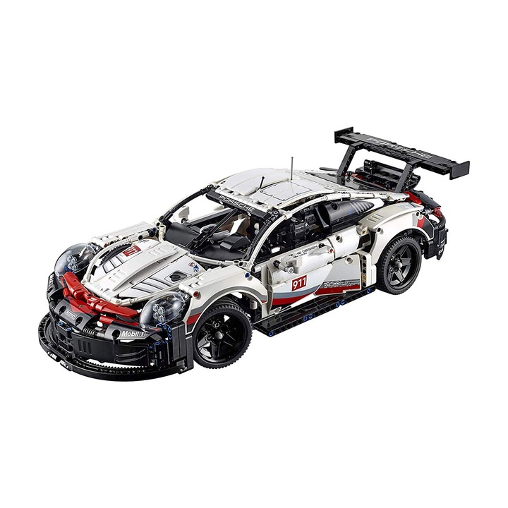Porsche 911 RSR autómodell készlet, gyűjtői készlet, piros és fekete színben, 1:18 méretarányban