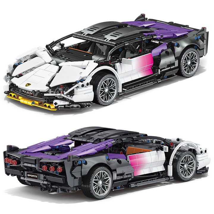 Gyermek oktatási építőelem Lamborghini, lila, 1:18, LEGO készlet