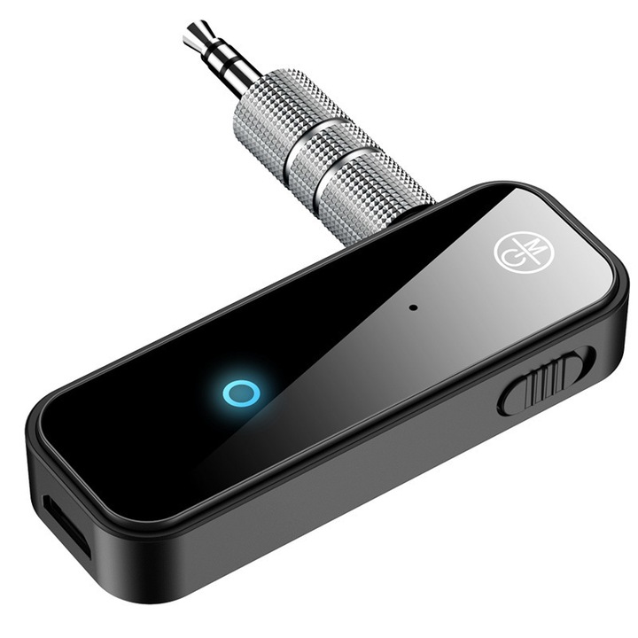 Adaptor audio Bluetooth C28 2-in-1, convertor stereo audio auto, design compact, negru