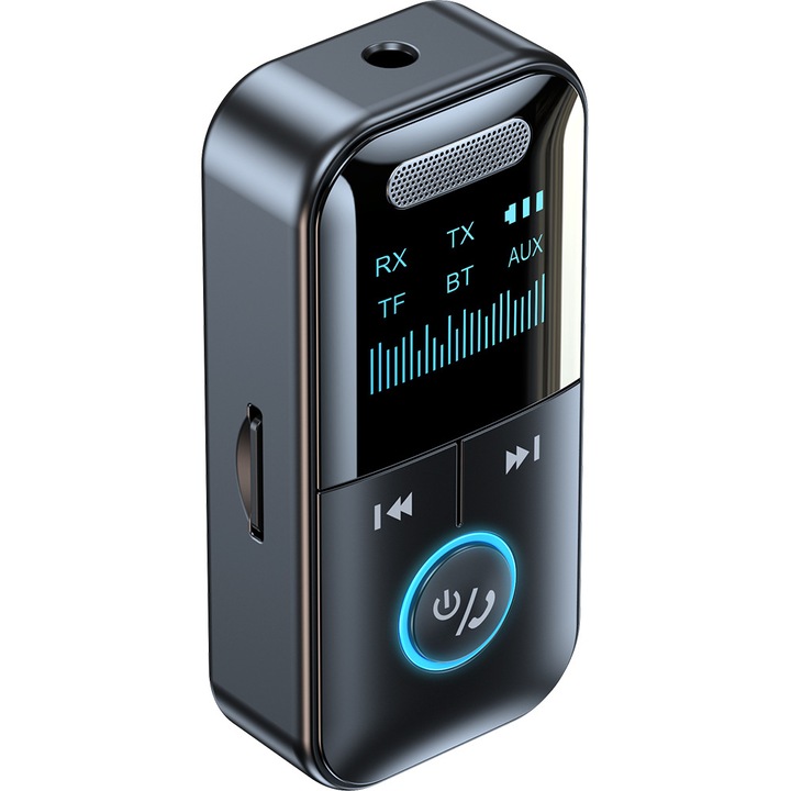 Adaptor Bluetooth, calitate a sunetului HD, suport pentru card TF, AUX, compatibil pe scara larga, Plug and Play, potrivit pentru mai multe scene, portabil, negru