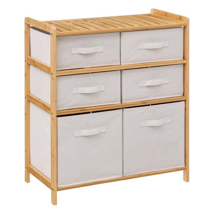 Двоен рафт 5Five Tidy Box, 6 отделения, 66x33x78 см, естествен цвят