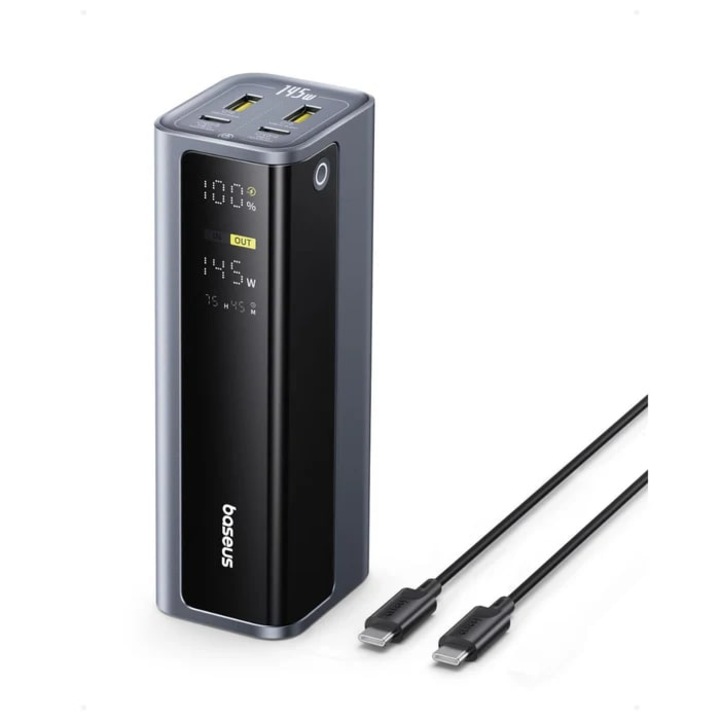 Външна батерия BASEUS 20800 mAh 145W + кабел Type-C - Type-C, EnerGeek GP12, графит