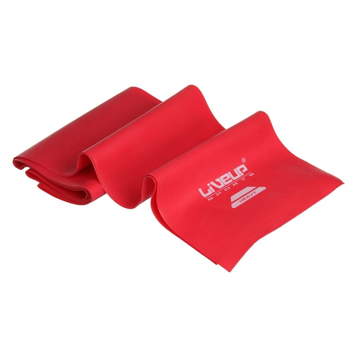 Фитнес ластик LiveUp, Противоплъзгащо покритие, За интензивни тренировки, 175 см, Червен