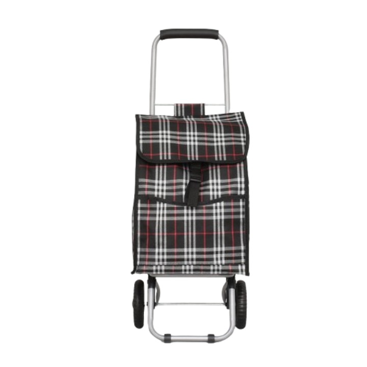 Cărucior de cumpărături 11-42-7, Textil, 85/30/20cm, Carouri negre