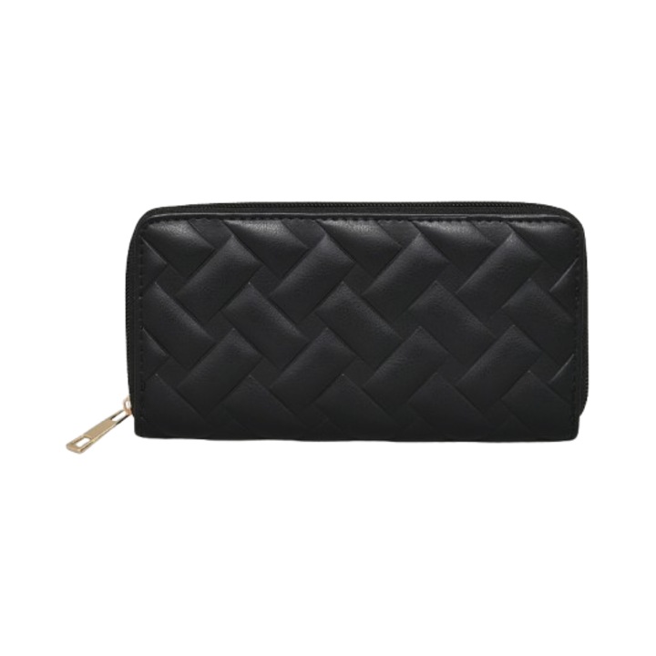 Дамско портмоне 2603-1, 19/10/2.5 см, Еко кожа, Черно