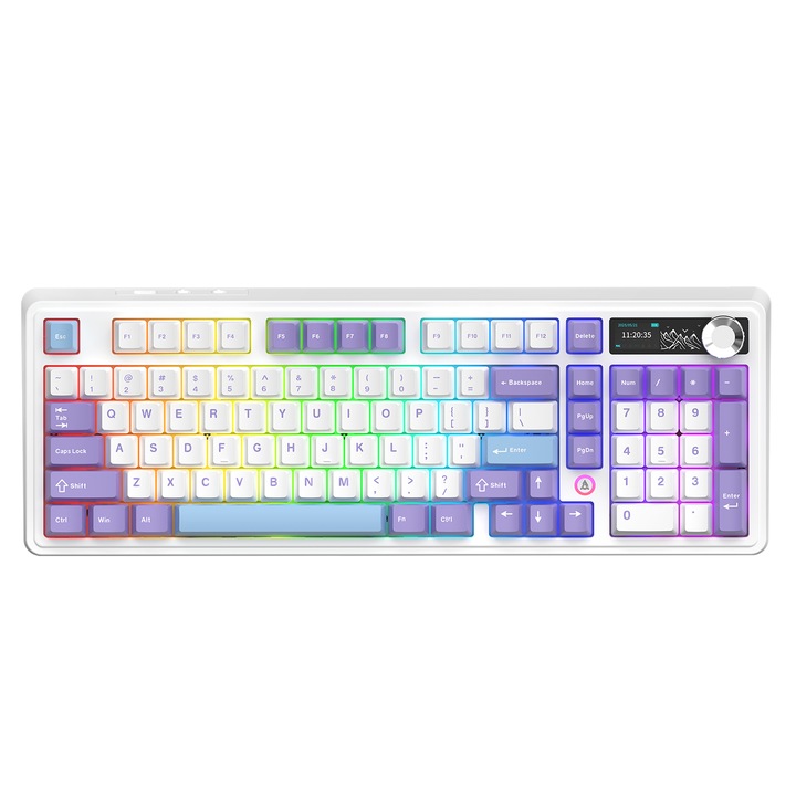 Механична клавиатура Ajazz AK980 V2, бяла, RGB, подаръчен превключвател v2, 100%, 458x197x63mm