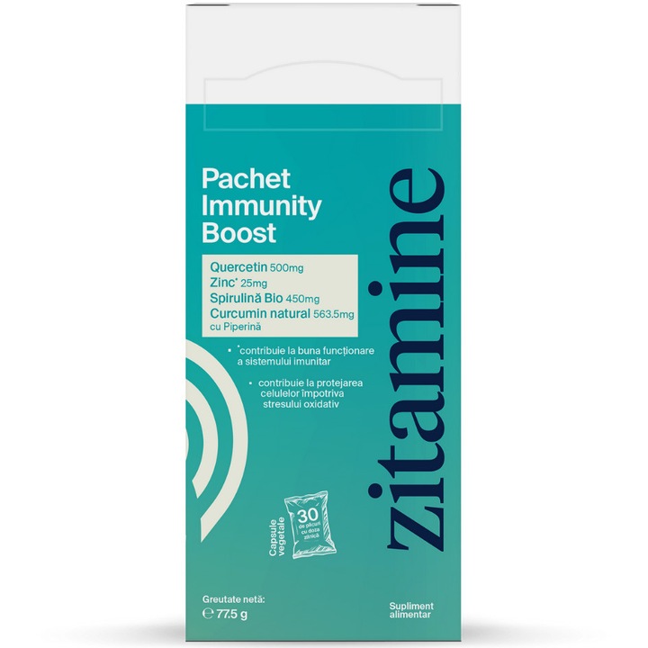 Supliment Alimentar pentru Imunitate, Zitamine Immunity, Cura pentru 30 de zile, 30 plicuri x 4 capsule (120 capsule)