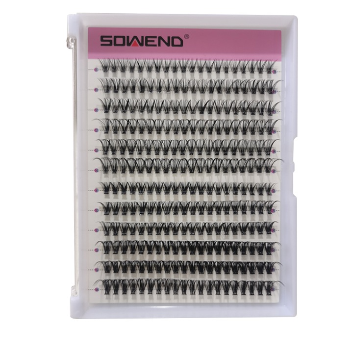 O cutie de gene false dense, mixte, 12 randuri, 240 de fire, lungimi 8mm 10mm 12mm 14mm, curbura D