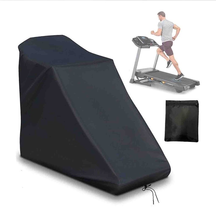 Husa de protectie pentru banda de alergare, asskanaer, Husa de protectie pentru echipamente de sport si fitness, La apa si praf, Cu sac pentru depozitare, Pentru sala de sport de acasa, 210 D Oxford, 200 * 95 * 150 cm, Neagra