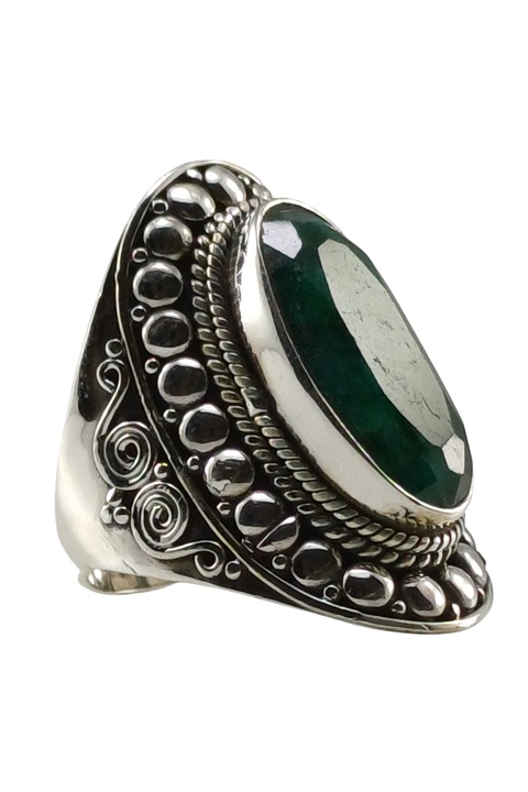 Inel din argint 925, TSR cu piatra smarald marime 18, 3 mm model 1QRWS1