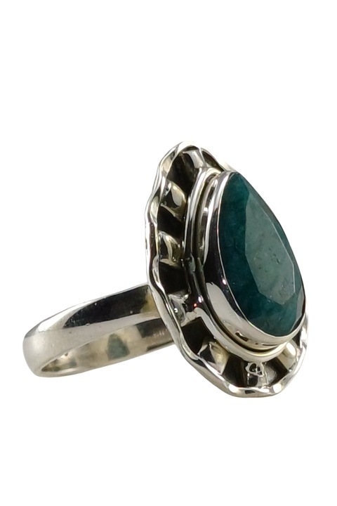 Inel din argint 925, TSR cu piatra smarald marime 18, 1 mm model 1QRWS1