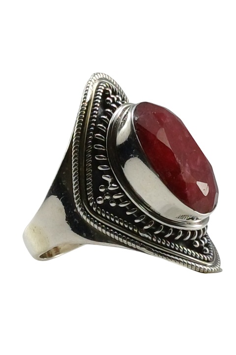 Inel din argint 925, TSR cu piatra rubin marime 18, 5 mm model 1QRWS3