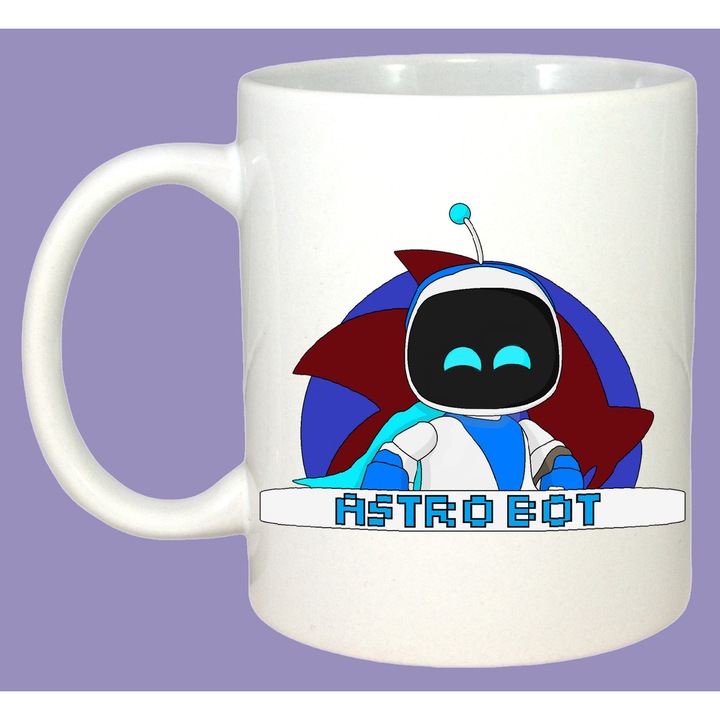 Cana Astro Bot personaj scut erou gaming, Sarbatori, Cadou, Cri-Flo, Culoare Alb, 330 ml