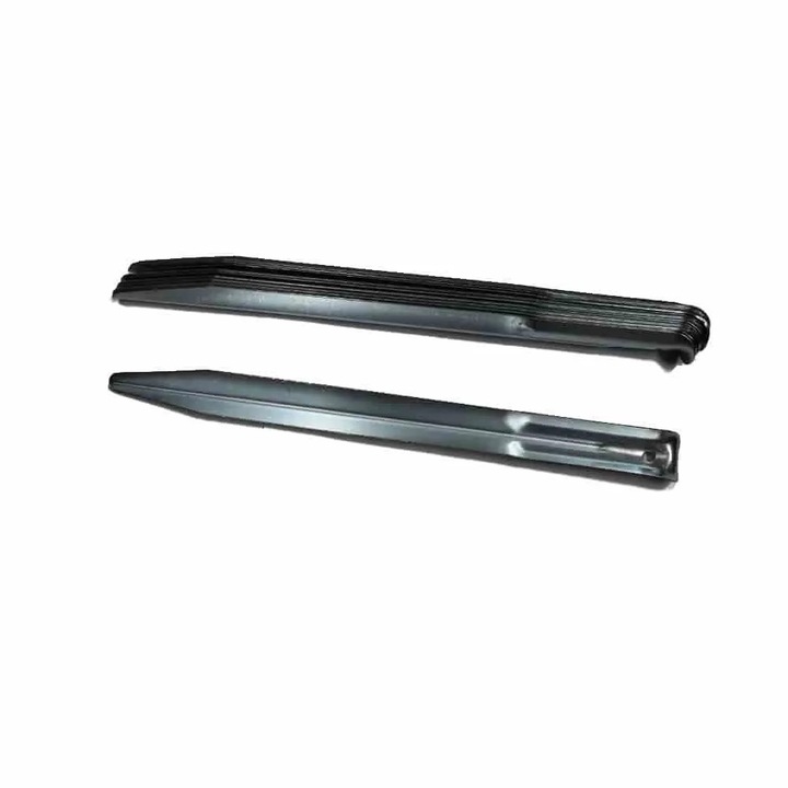 Set 10 Cuie de Cort Metalice Zincate, Lungime 23 cm, Semi-Rotunde pentru Camping