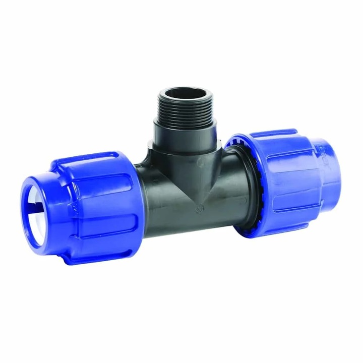 Racord T PP-PE pentru tevi, 20 mm x 1/2 AG x 20 mm