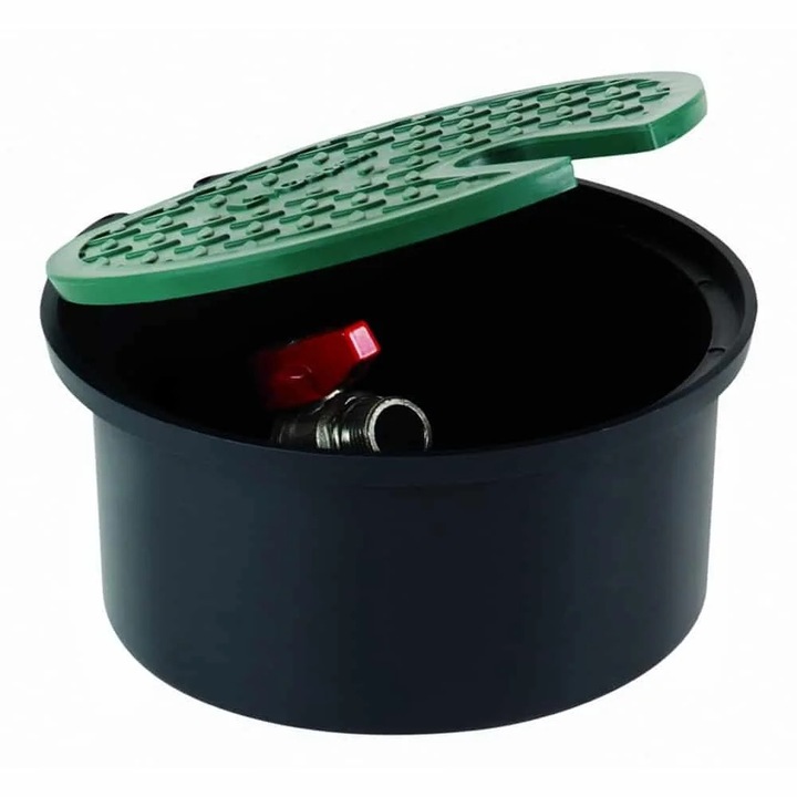 Camin de protectie pentru vane irigatii, rotund, polipropilena, diametru 205 mm, inaltime 110 mm, cu ventil 3/4