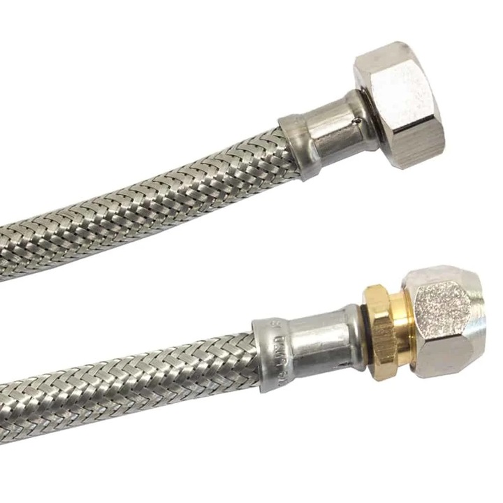 Rozsdamentes acél flexibilis páncéltömlő, 10mm x 3/8, 500mm, DN8