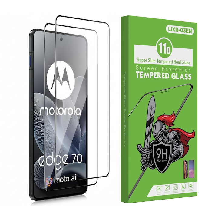 Set 2 Folie Protectie pentru Motorola Moto Edge 70, Sticla Temperata 9H+, Claritate Super HD, Tratament Oleofob si Anti-Amprente, LIXR-03EN®