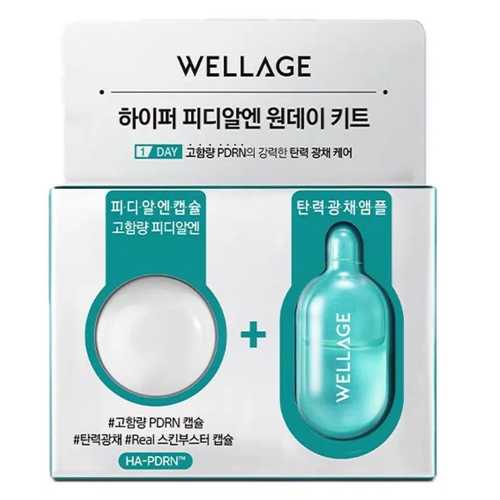 Kit Ser ten Capsule, Wellage, One Day Hyper PDRN (Capsulă 25mg + Ser 1ml)