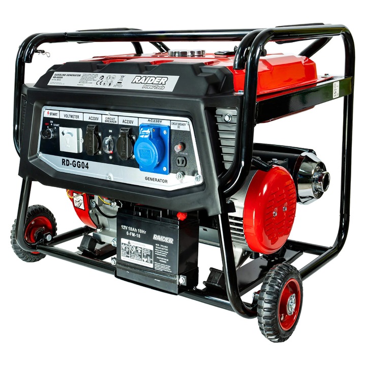4 ütemű benzin generátor RD-GG04, 5, 5 kW, elektromos indítás, Raider 090101
