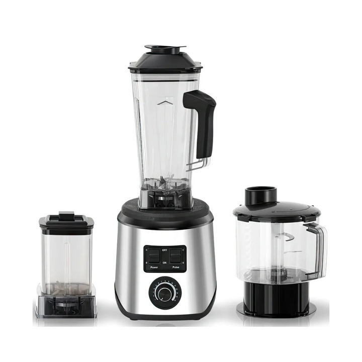 3 az 1-ben turmixgép rendszer, 3 literes nagy kapacitás, 9500 W-os motor, facsarás és őrlés, fekete