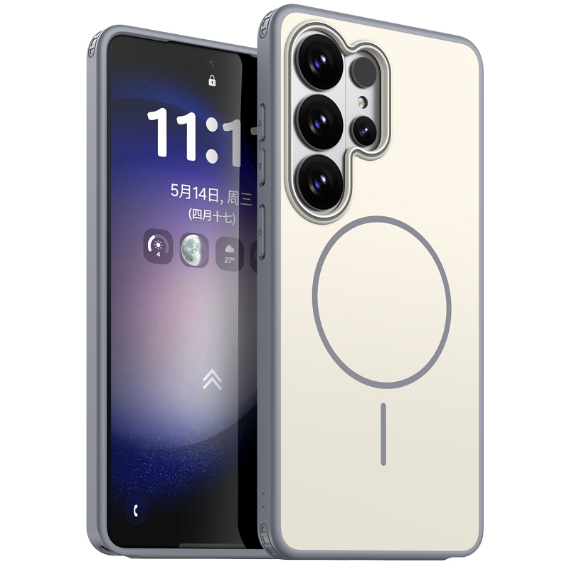 Husa magnetica pentru Samsung Galaxy S26 Ultra, Rezistenta militara la caderi, Compatibila cu MagSafe, Acoperire subtire, anti-alunecare, cu protectie integrala-BEJ